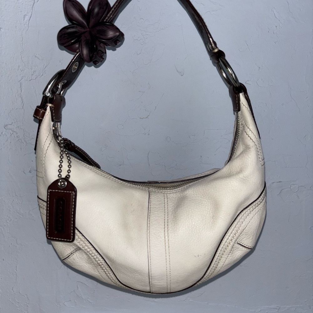 Coach White Hobo Bag with Elegant Crescent Shape